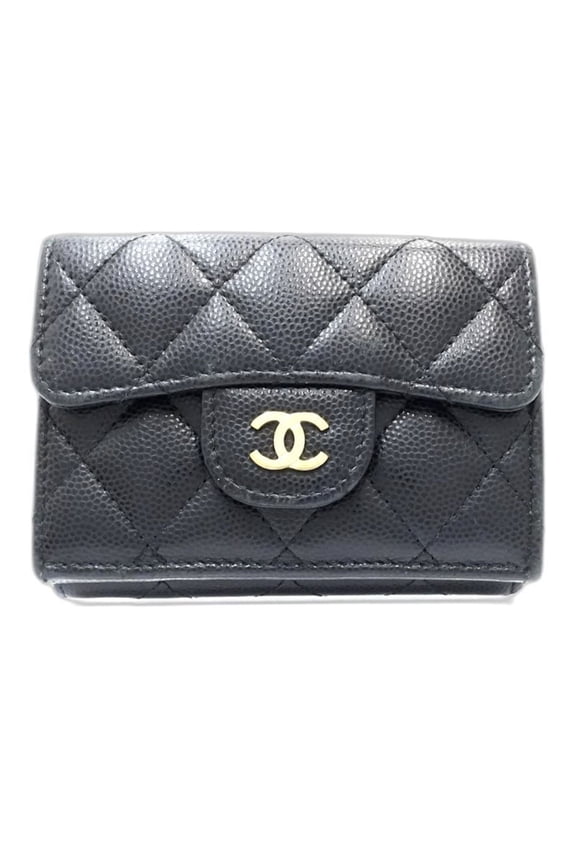 Pre-Owned CHANEL Chanel Tri-fold Wallet AP0230 Small Flap Timeless Classic Line Caviar Leather...