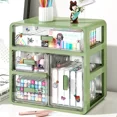 thumbnail image 2 of 4 Layers Office Desktop Green Clear Documents Stationery Storage Box Home Bedroom Girls Skin Care Jewelry Sundry Organizer Rack, 2 of 5