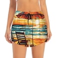 thumbnail image 2 of Yiaed Beach Umbrella Sunset Print Women's Running Shorts with Liner 3 Zipper Pockets Elastic Workout Athletic Gym Yoga Shorts-X-Large, 2 of 7