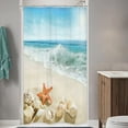thumbnail image 2 of Stall Small Shower Curtain 36Wx72H Inch Half Beach Starfish Ocean Seashell Coastal Sea Wave Seaside Island Summer Scenery Decor Fabric Polyester Waterproof Fabric 7 Pack Plastic Hook WW-IHTB, 2 of 6