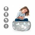 thumbnail image 2 of Grey Storage Toy Bag Chair, Dream Sleep Themed Cartoon Smiling Cloud Characters Stars Moons, Stuffed Animal Organizer Washable Bag, Large Size, Pale Taupe White and Blue, by Ambesonne, 2 of 3