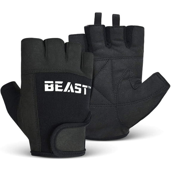 Beastpowergear Weightlifting Gloves Leather (Pair) Foam Padded Durable Double Amara Palm, Washable, Half-Finger, Womens Weightlifting Gloves Designed & Sized for Men and Women.