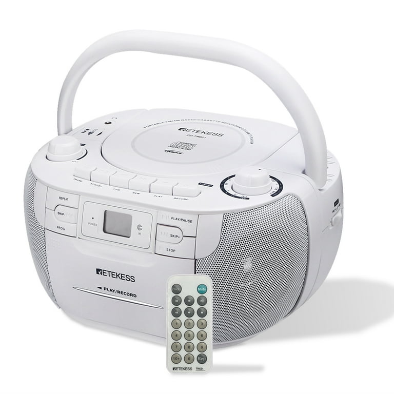 Retekess TR621 Player,CD and Player Combo, Boombox AM FM Radio, MP3 Player Stereo Sound with Remote Control, USB, SD, for Family(White) - Walmart.com