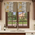 thumbnail image 6 of Beige Yellow Textured Curtain Valances for Windows, Kitchen Valance Window Treatments Panel 2 Pack, Vintage Art Farmhouse Striped Rod Pocket Short Curtains for Bathroom Bedroom 42 x 18 Inch, 6 of 8