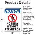 thumbnail image 2 of (2 Pack) No Entry Without Permission OSHA Notice Sign 18 Inch X 24 Inch Indoor / Outdoor Rust-Free Aluminum Metal Signs for Workplace, Workshop, and Construction Site, Made in the USA, 2 of 8