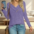 thumbnail image 2 of EDFBUYKRS Womens Tops Long Sleeve Shirts for Women Crew Neck Women Blouses Dressy Casual Ladies Tops and Blouses Fall S, 2 of 5