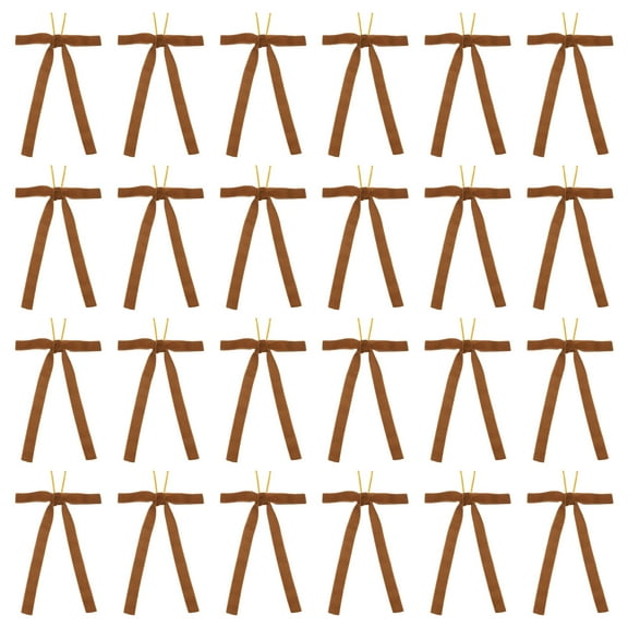 Velvet Bows, 24 Pcs Velvet Ornaments Ribbon Gift Bows Vintage Wreath Bow Camel (5/8" Width, 5x7 Inch)