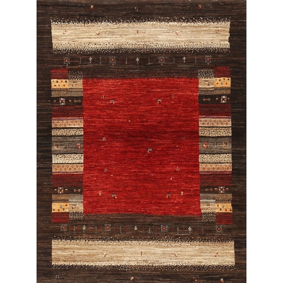 Ahgly Company Indoor Rectangle Contemporary Sienna Brown Abstract Area Rugs, 3' x 5'