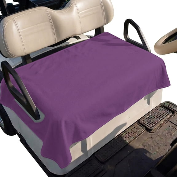 Golf Cart Seat Cover Purple Club Car Golf Cart Seat Covers Soft Absorbent Golfcart Towel Blanket Solid Purple Color Golf Seat Covers for Cart Decor Fits 2 & 4 Passenger 51"x31"