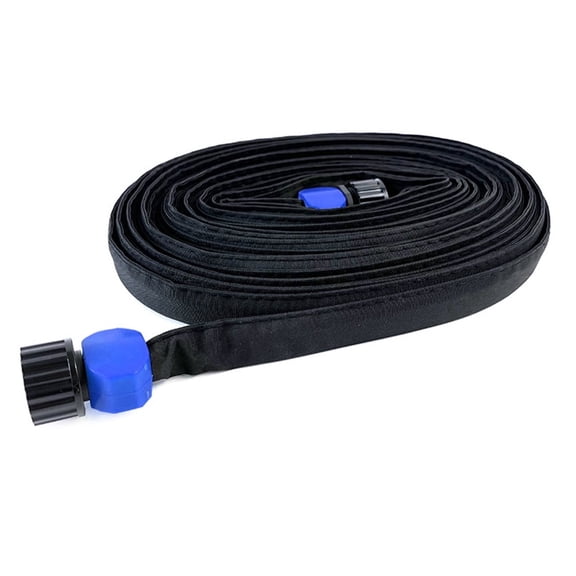 PELAR Double Layer Flat Soaker Irrigation Hose, Linkable Leakproof Drip Tube For Garden Flower Beds Watering, 25Ft 1/2In Black PVC