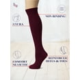 thumbnail image 2 of HUGH UGOLI Women Cotton Knee High Socks, Long Dress School Uniform Socks for Girls, Soft & Lightweight Boot Socks, Shoe Size: 8-11, Burgundy, 4 Pairs, 2 of 5