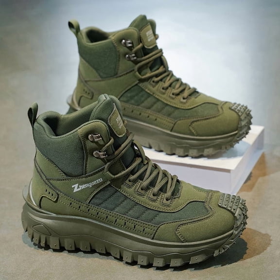 Men's High Top Outdoor Hiking Boots, Rugged Non Slip Thick Sole Ankle Boots for Trekking Camping Daily Outdoor Wear