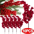 thumbnail image 2 of Ramo de flores artificiales de frutos rojos, planta falsa para decoración de jarrones del hogar, adornos para árboles de Navidad, fiesta de Año Nuevo 2024, decoración navideña, 2 of 5