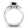 thumbnail image 4 of Diamond-Capitals 2.50 Carat Stunning Round Black Onyx & Citrine Gemstone Ring for Proposal Gift Solid 14K White Gold Size 11, 4 of 8
