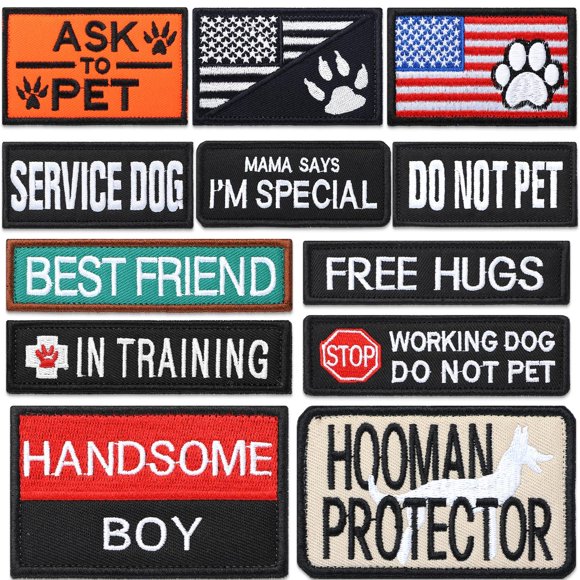 Chaleco Dog Patches Chunyin para perros de servicio, 12 piezas