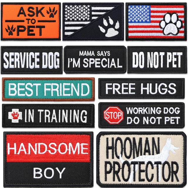 Chaleco Dog Patches Chunyin para perros de servicio, 12 piezas