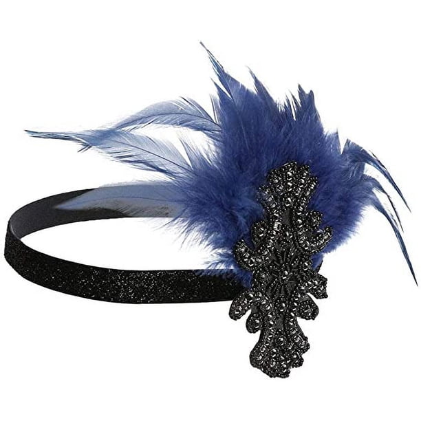 Set De Accesorios Años 20 – Diadema De Plumas Y Guantes De Satén, Estilo Gatsby Para Fiestas Temáticas