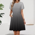thumbnail image 2 of Gray And White Gradient Dress Fashion Beach Short Sleeve Dresses Female Party Printed Sundress, 2 of 7
