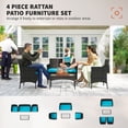 thumbnail image 3 of Outsunny Ensemble de Mobilier de Patio en Osier 4 Pcs avec Causeuse et Chaises Turquoise, 3 of 9