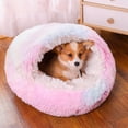 thumbnail image 4 of Cama redonda de felpa suave para mascotas, cama para gatos, sueño mejorado, cojín esponjoso para perros, cama cueva para gatos, 4 of 6