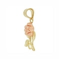 thumbnail image 4 of 14k Yellow and Rose Gold, Small Size Rose Stem Flower Pendant Charm 12mm with 16" Dainty Neck Chain, 4 of 8
