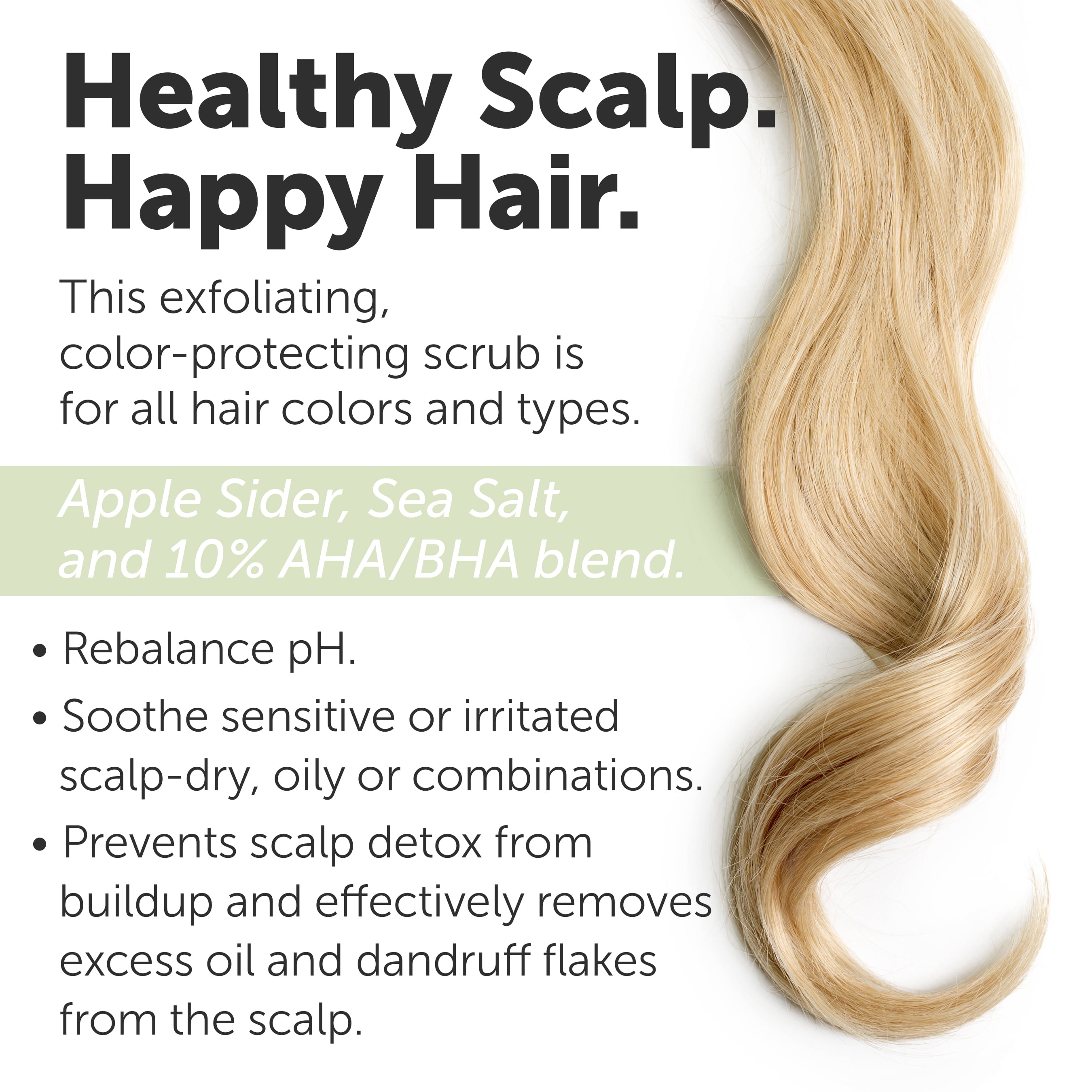 Sulfate-Free Green Scalp Scrub with Apple Cider & Sea Salt | Exfoliating Hair & Scalp Treatment for Detox, Dandruff & Build-Up | Scalp Exfoliator Scrub | Natural & Refreshing Hair Scalp Scrub