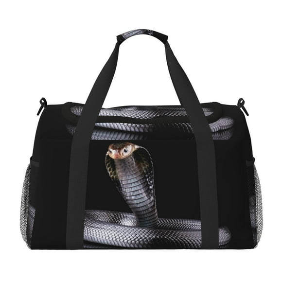 Gaeub Black Cobra Snake Print Travel Duffle Bag, Weekender Travel Bag,Gym Bag, Hospital Bag for Labor and Delivery, Overnight Bag,Luggage Bag, Airplane Travel Essentials