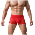 thumbnail image 4 of khonts,Men's Sexy Boxer Briefs See Through Underwear Sheer Mesh Low Rise Underpants Red XL, 4 of 7
