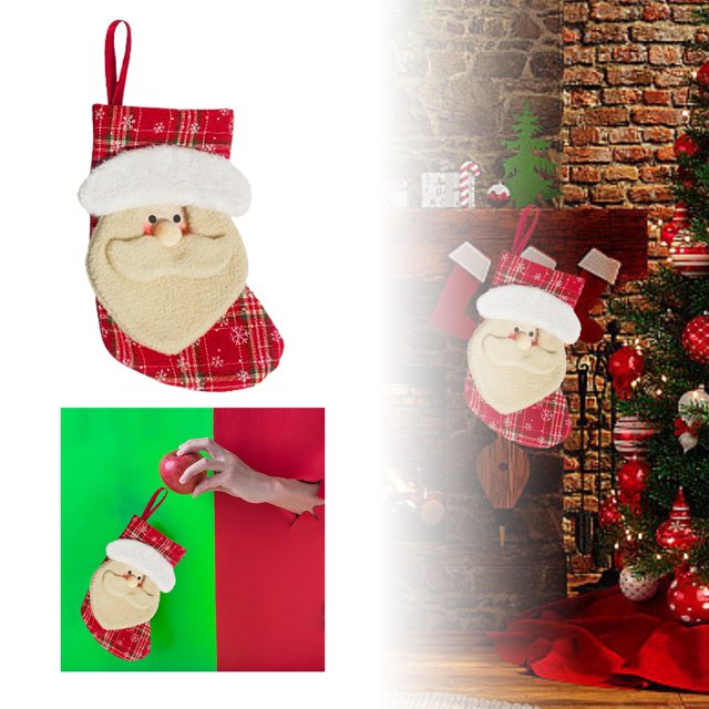 Calcetín Navideño Bolsa Infantil Decoración Festiva Papá Noel Muñeco De Nieve Bolsa Para Dulces Adorno Para Colgar