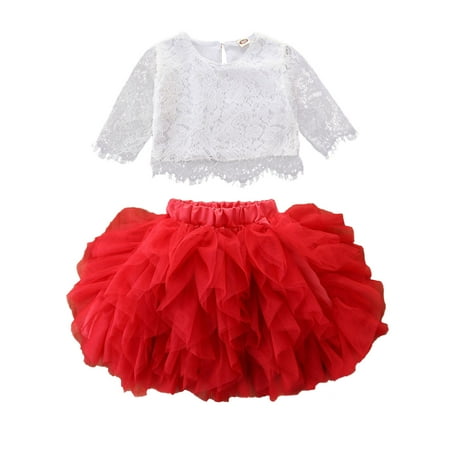 

kpoplk Baby Girl Christmas Outfit Toddler Baby Girl Fall Outfits Ruffle Tunic Top Long Sleeve Dress Checkerboard Flared Pants+Scarf 3Pcs Winter Clothes(Red)