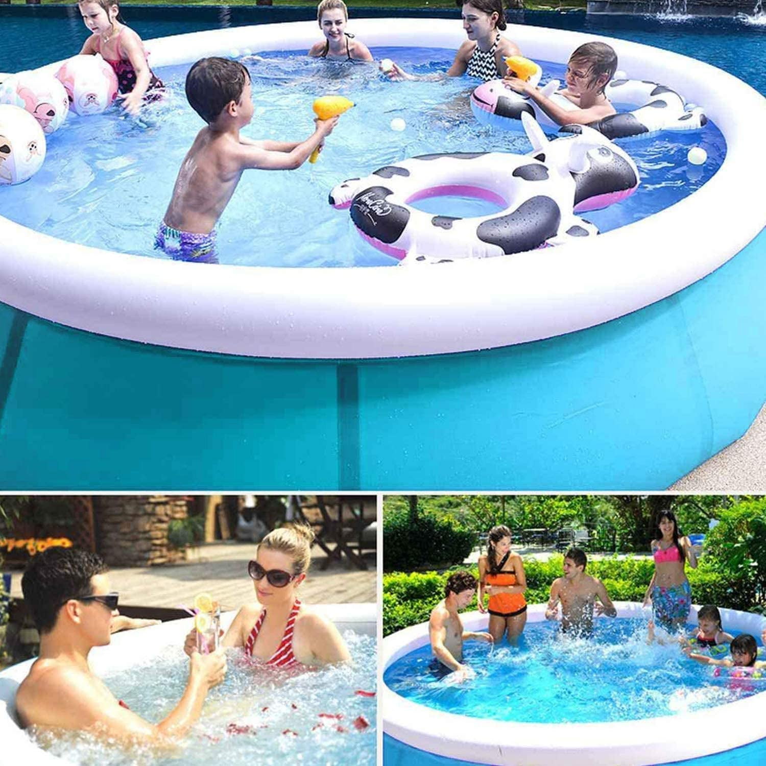 ARTALL Full-Sized Inflatable Top Ring Swimming Pool Round Family Pool for Adults Outdoor Garden Water Sports Game 10 ft x 30 in 