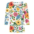 thumbnail image 5 of CYMMPU Blouses for Women Dressy Casual Round Neck 3/4 Sleeve Spring Tops Loose Fit Flower Printed Summer Fashion Shirts Tunic Tops Lightweight Basic T-Shirts Multicolor L, 5 of 5