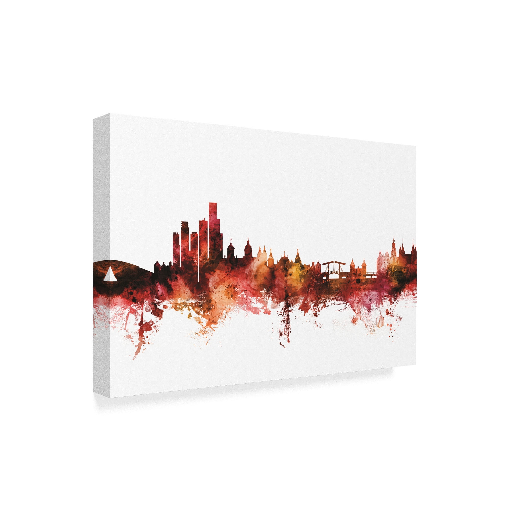 Trademark Fine Art 'Amsterdam The Netherlands Skyline Red' Canvas Art by Michael Tompsett