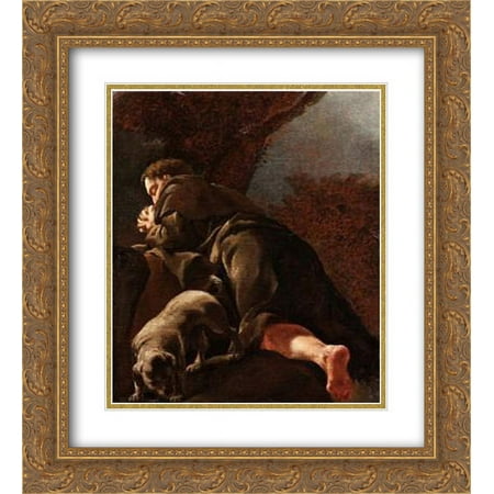 Giulia Lama 2x Matted 20x24 Gold Ornate Framed Art Print 'San Rocco In Preghiera'