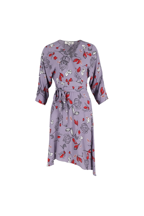 Pre-Owned Diane von Furstenberg Floral Midi Dress in Purple Viscose
