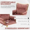 thumbnail image 2 of Westice Velvet Desk Chair, Home Office Gold Comfy Chair with Hand Woven High Back, Height Adjustable Swivel Chair with Comfy Upholster for Makeup Vanity Living Room Bedroom, Rose Red, 2 of 9