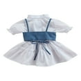 thumbnail image 3 of Mode d'Été Enfants Filles 2pcs Volant Manches Puff Tour vers le Bas Col une Ligne Robe + Denim Gilet Set Blanc 1-2 Ans, 3 of 8