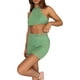 thumbnail image 2 of VISgogo - Traje de falda de punto para mujer, color sólido, sin mangas, con lazo en la espalda, tops cortos con cuello halter y minifalda de verano VISgogo  moda, 2 of 9