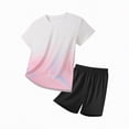 thumbnail image 4 of TOWED22 Boys Athletic Shorts Set - 2 Piece Summer Clothes Outfit with Graphic Tee and Boys Basketball Shorts for Kids Pink,5-6 Y, 4 of 4