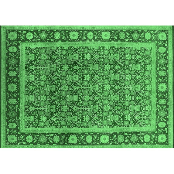 Ahgly Company Indoor Rectangle Oriental Emerald Green Traditional Area Rugs, 8' x 10'