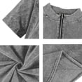 thumbnail image 6 of GrmtClth Mens Denim Shirts Vintage Short Sleeve T-Shirts Breathable Henley Tops Fashion Quarter Zip Blouse Gray M, 6 of 8