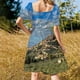 thumbnail image 5 of Vestido de manga corta con estampado floral Anishinaabe sobre fondo negro abstracto, ropa de mujer, vestido de noche para mujer, 5 of 7