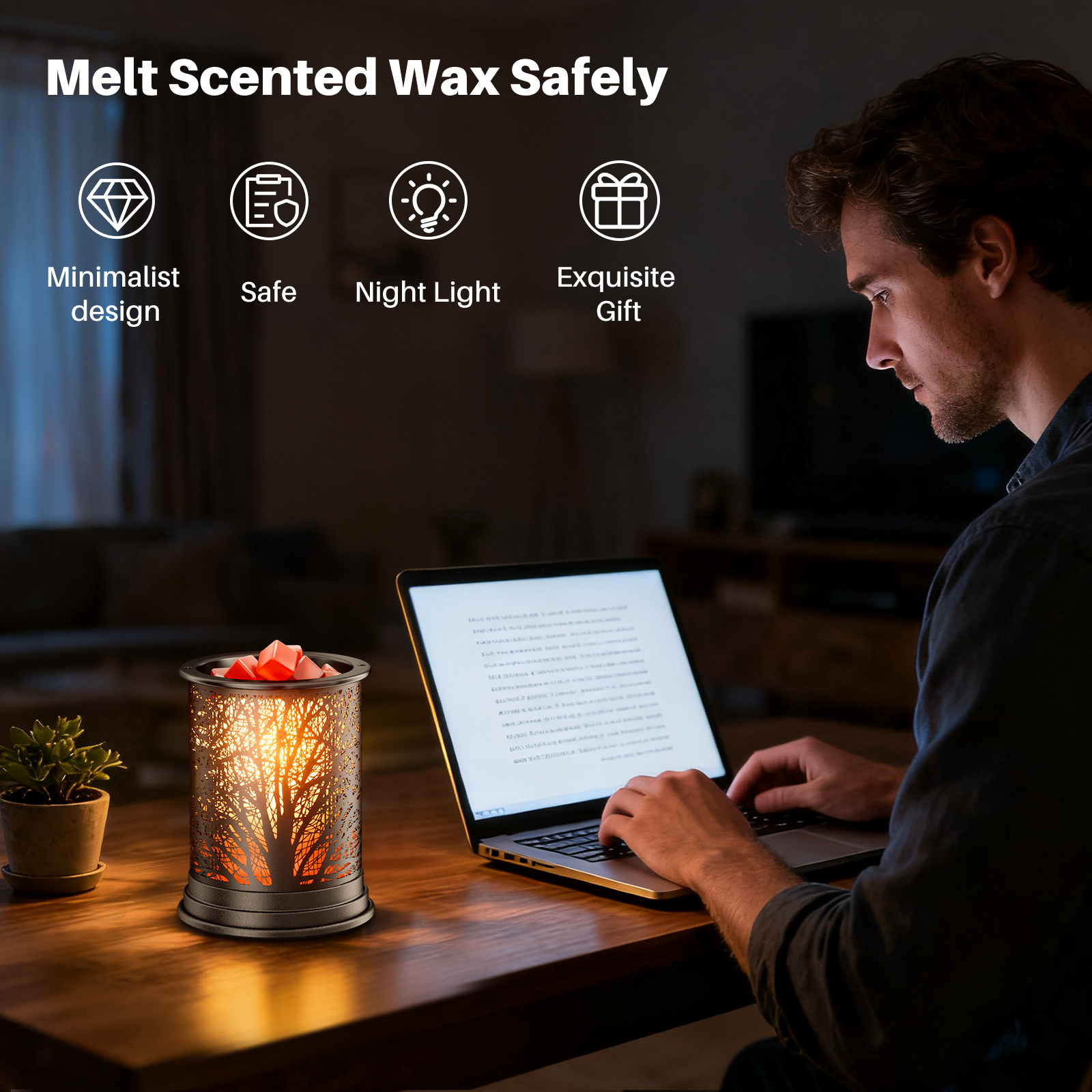 Untimaty Metal Wax Melt Warmer With Night Light photo 3