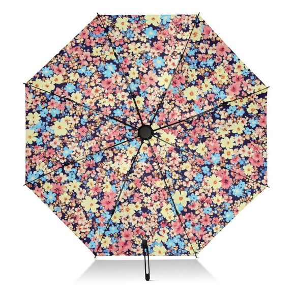 Colorful Floral Pattern Extra Large Automatic Umbrella, UV Protection, Waterproof, Auto Open and Close