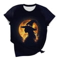 thumbnail image 5 of VKOYWKM Halloween T-Shirts for Women Short Sleeve T-Shirt Funny Witch Graphic Tees Fall Crew Neck Spooky Tops, 5 of 6