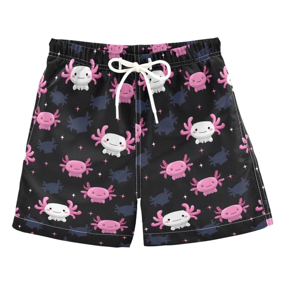 Axolotl Pink Pattern Swim Trunks Quick Dry Beach Pool Board Shorts Lightweight Stylish Print Sizes 2T to XL