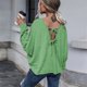 thumbnail image 1 of Camiseta de punto de Color sólido para mujer, Camiseta de algodón con cuello redondo, Tops informales de manga larga para mujer, camiseta de frenilum sin espalda, 1 of 5