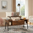 thumbnail image 4 of VECELO 42" Lift Top Coffee Table with Hidden Compartment and Storage Shelf, Wood Lift Tabletop for Home Living Room Bedroom, Office,Brown, 4 of 10
