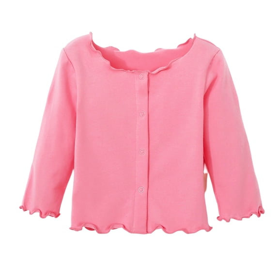 WAYUTE Girls Ruffle Hem Solid Color Blouse with Collar and Floral Lace Trim for Toddler Kids Comfort Fit Casual Outdoor