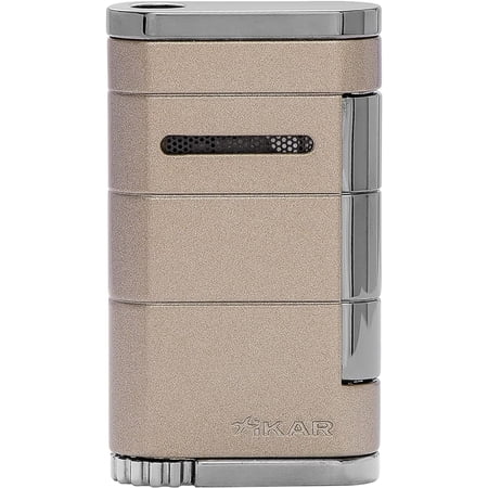Xikar Allume Single Jet Flame Cigar Lighter, Durable Body, Fuel Gauge, Sandstone